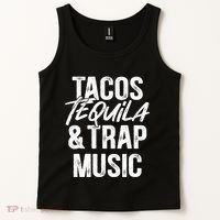Tacos Tequila And Trap Music Mexican Food Drinking Tank Top thumb 2