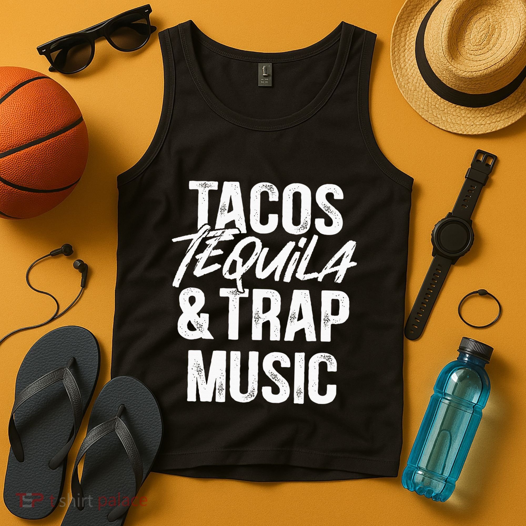 Tacos Tequila And Trap Music Mexican Food Drinking Tank Top