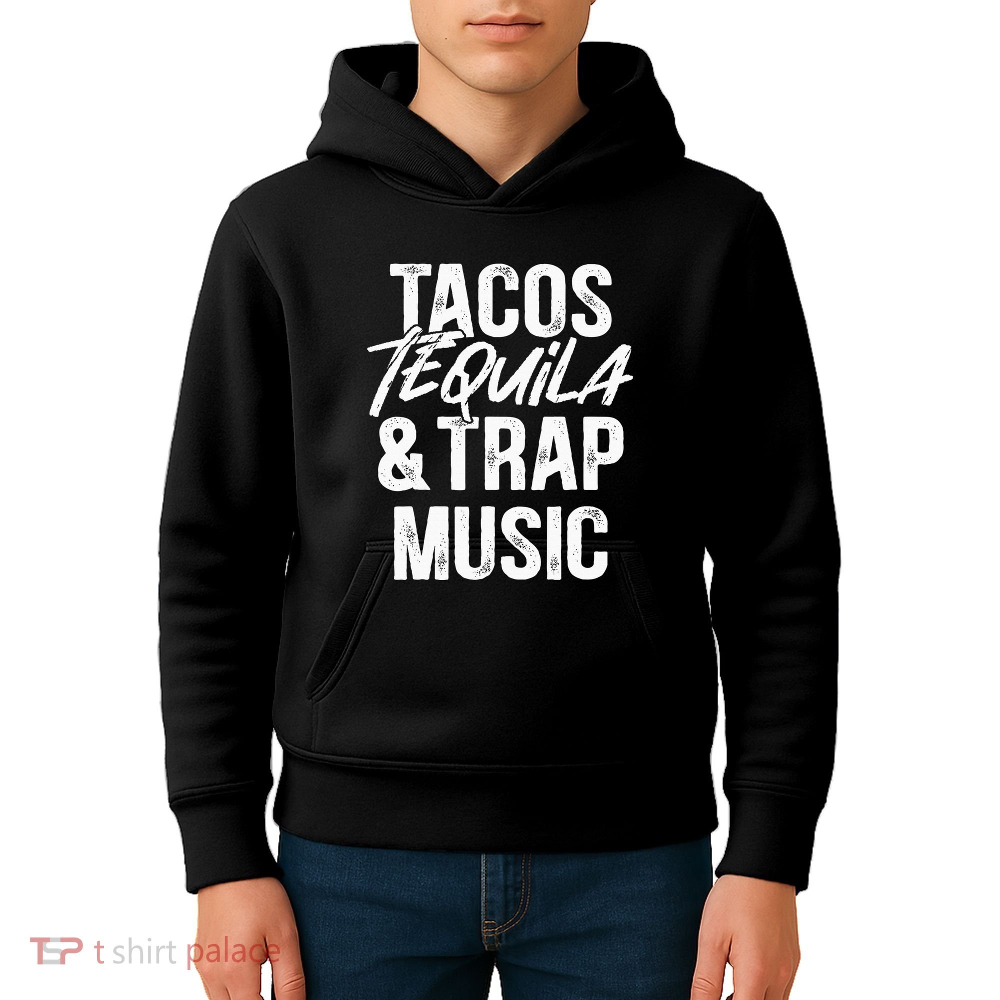 Tacos Tequila And Trap Music Mexican Food Drinking Kids Hoodie