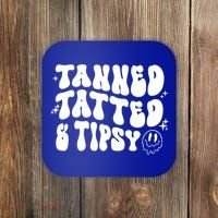 Tanned Tatted And Tipsy Trendy Beach Summer Vacation Great Gift Coaster thumb 0