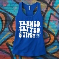 Tanned Tatted And Tipsy Trendy Beach Summer Vacation Great Gift Women's Tank Top thumb 3