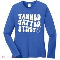 Tanned Tatted And Tipsy Trendy Beach Summer Vacation Great Gift Women's Long Sleeve Shirt thumb 0