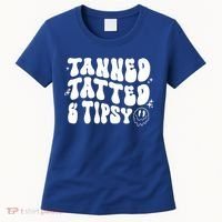 Tanned Tatted And Tipsy Trendy Beach Summer Vacation Great Gift Women's T-Shirt thumb 0