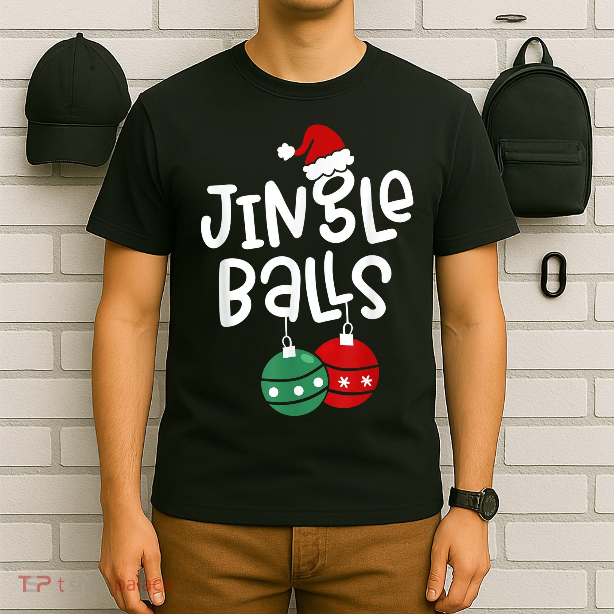 Tinsel Tits And Jingle Balls Funny Matching Christmas Couple T-Shirt