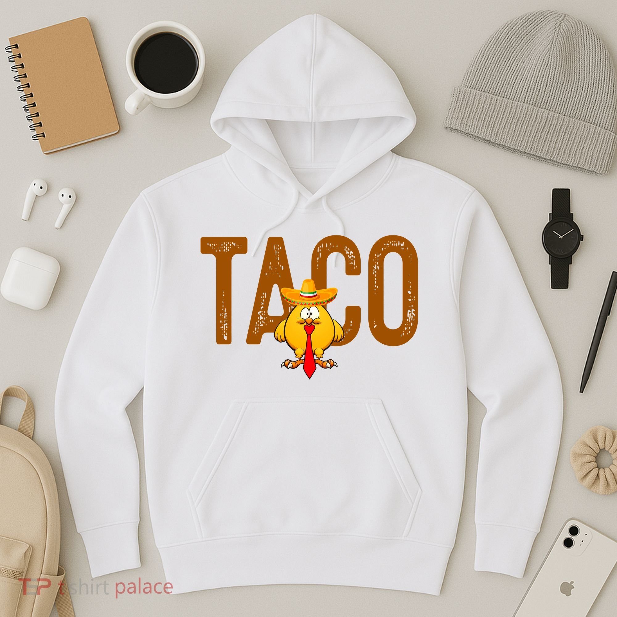 Taco Trump Always Chickens Out Funny Trendy Hoodie