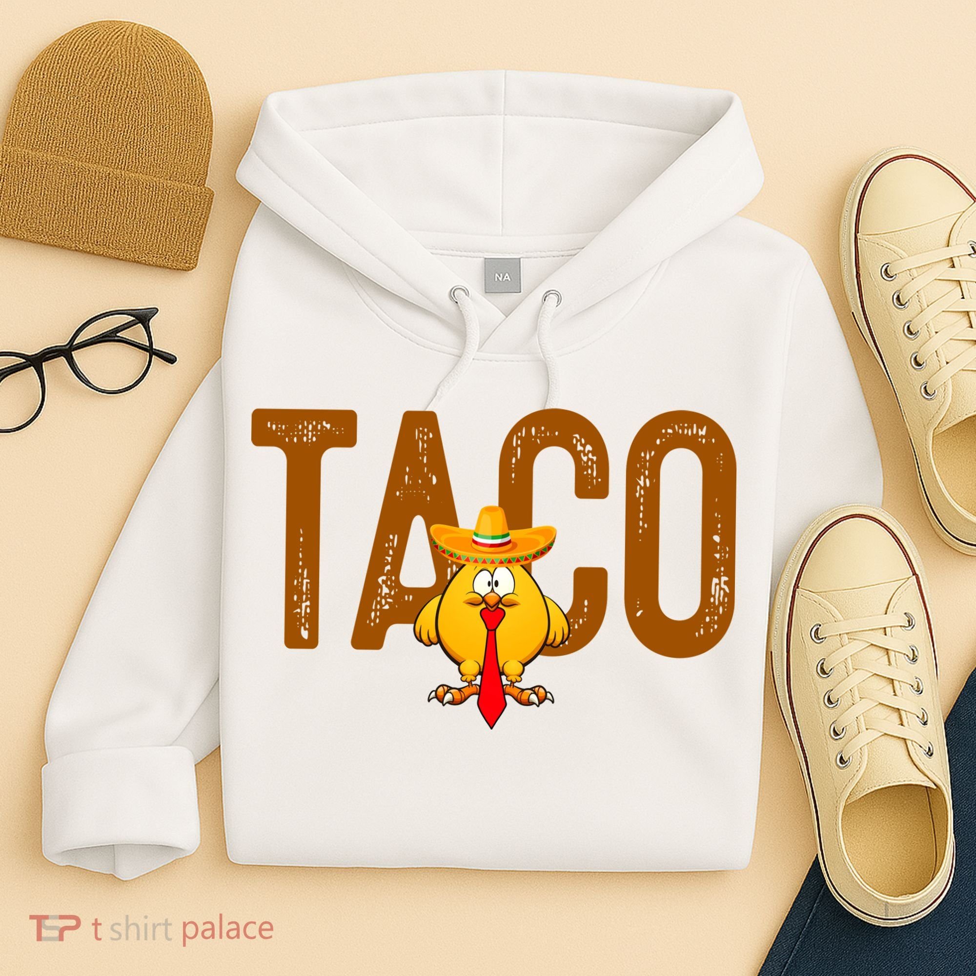 Taco Trump Always Chickens Out Funny Trendy Hoodie