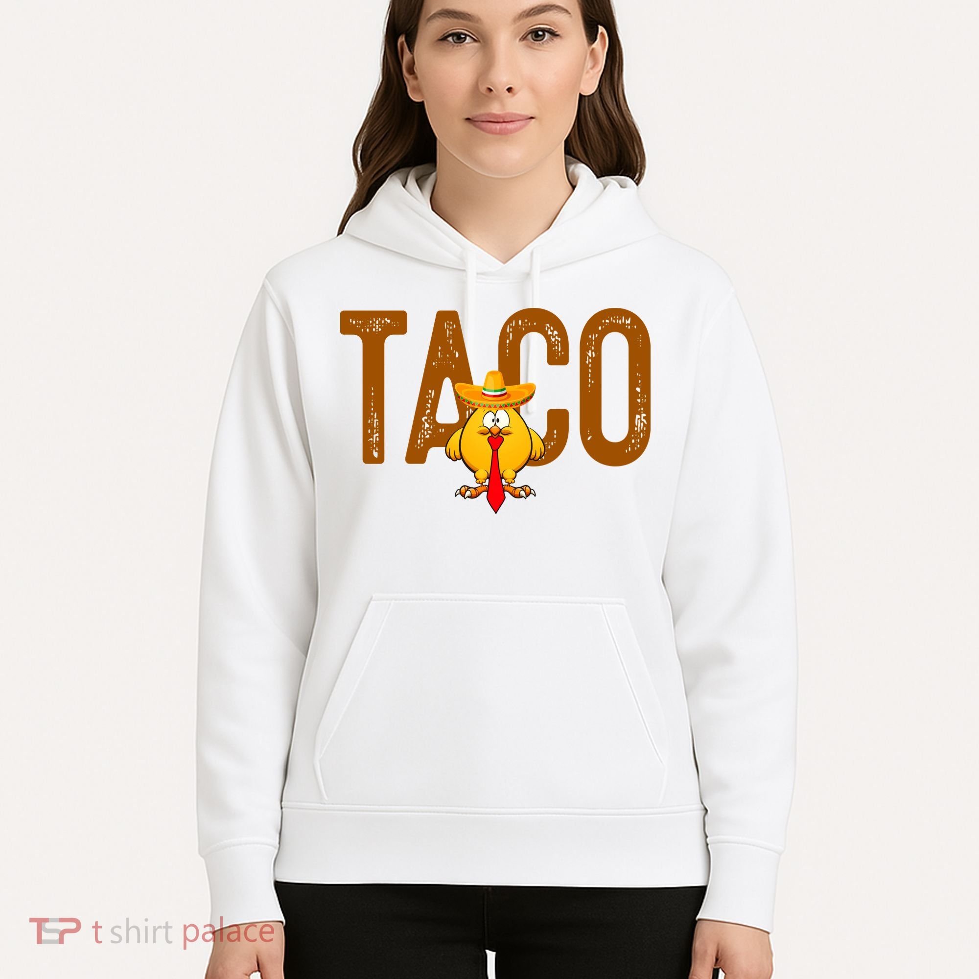 Taco Trump Always Chickens Out Funny Trendy Hoodie