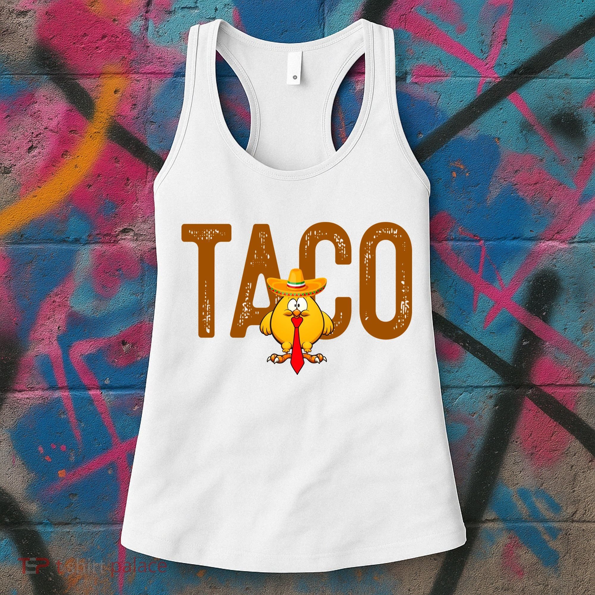 Taco Trump Always Chickens Out Funny Trendy Women's Tank Top