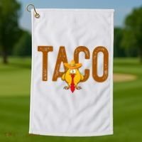 Taco Trump Always Chickens Out Funny Trendy Golf Towel thumb 1