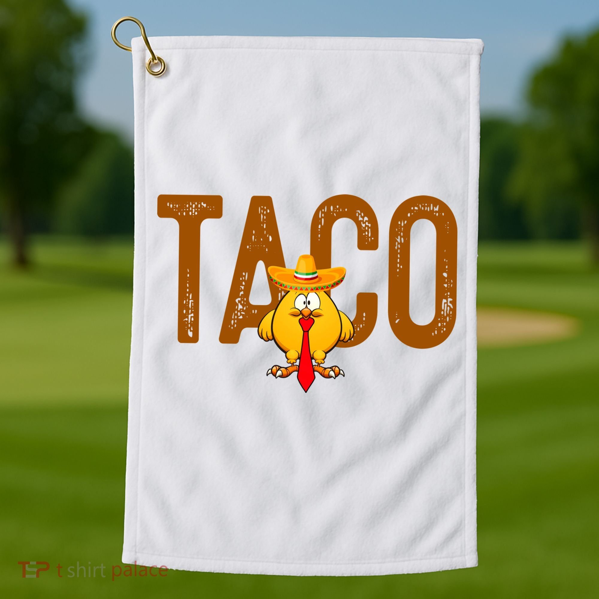 Taco Trump Always Chickens Out Funny Trendy Golf Towel