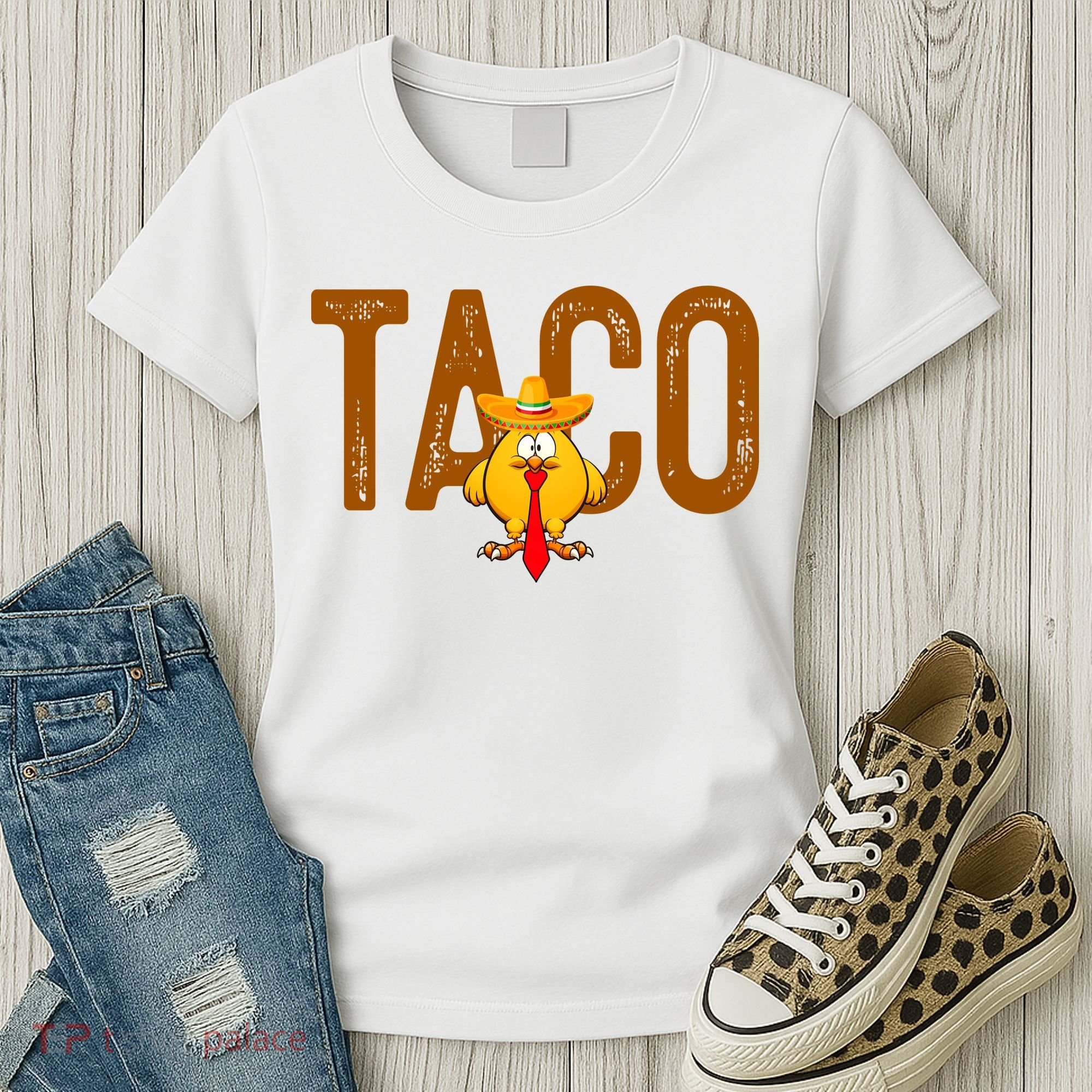 Taco Trump Always Chickens Out Funny Trendy Women's T-Shirt