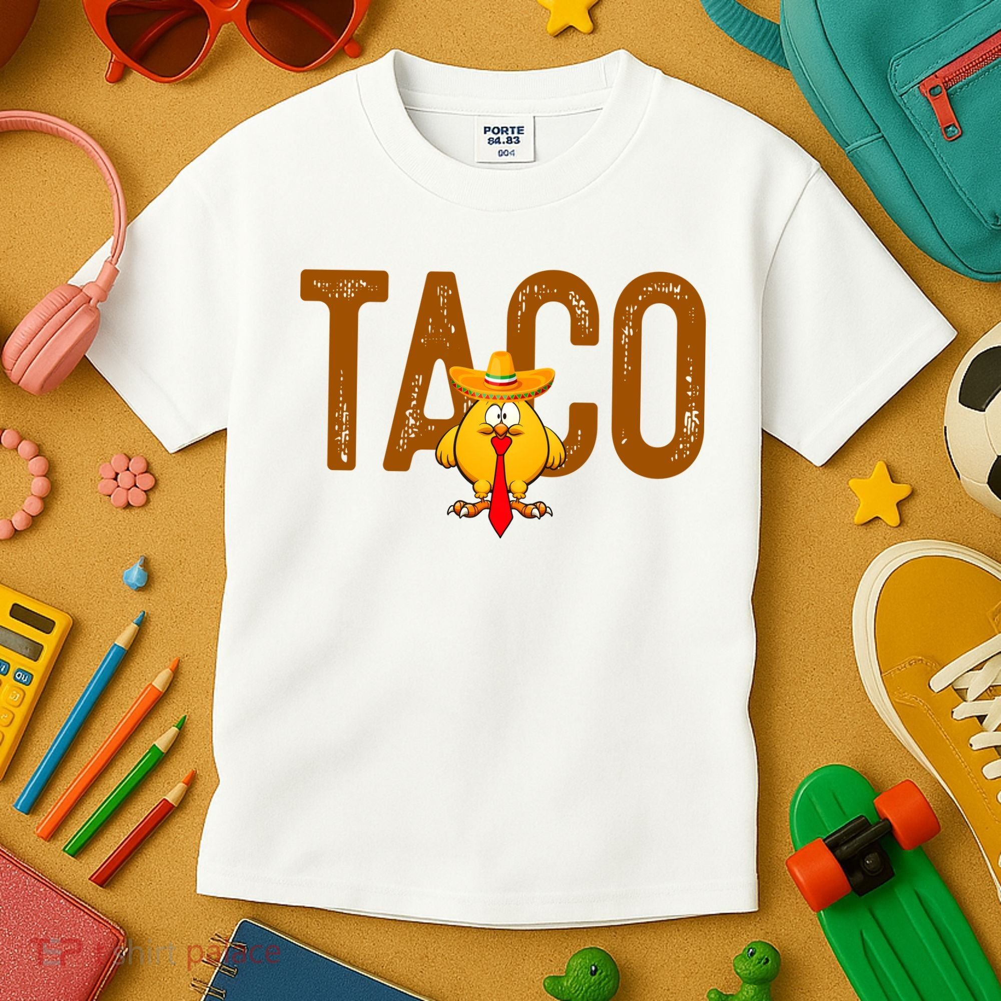 Taco Trump Always Chickens Out Funny Trendy Kids T-Shirt