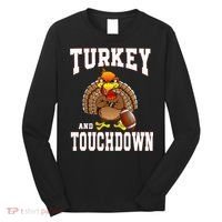 Thanksgiving Turkey And Touchdowns Retro Football Long Sleeve Shirt thumb 0