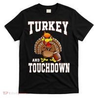 Thanksgiving Turkey And Touchdowns Retro Football T-Shirt thumb 0