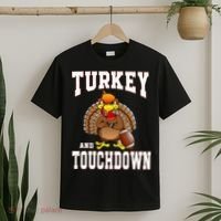 Thanksgiving Turkey And Touchdowns Retro Football T-Shirt thumb 2