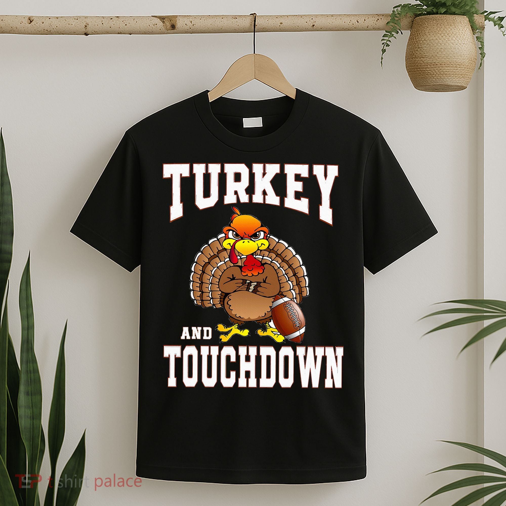Thanksgiving Turkey And Touchdowns Retro Football T-Shirt