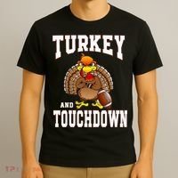 Thanksgiving Turkey And Touchdowns Retro Football T-Shirt thumb 3