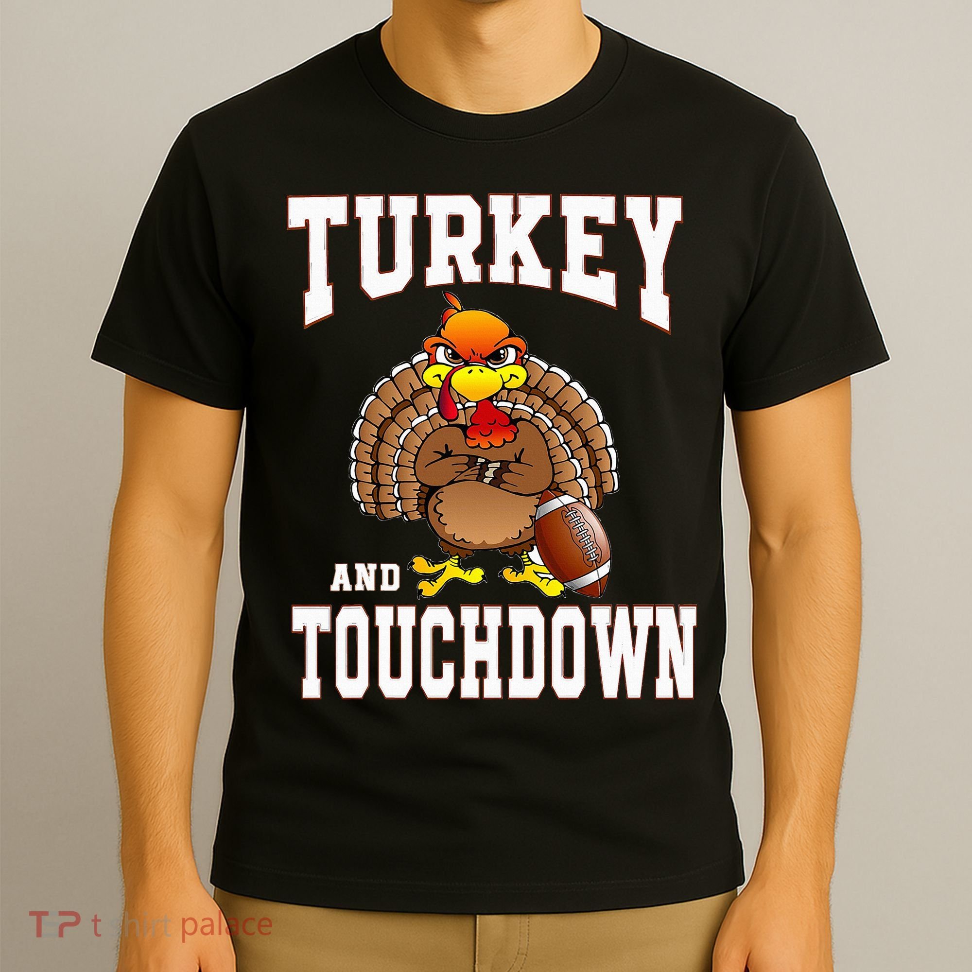 Thanksgiving Turkey And Touchdowns Retro Football T-Shirt