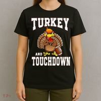 Thanksgiving Turkey And Touchdowns Retro Football T-Shirt thumb 4