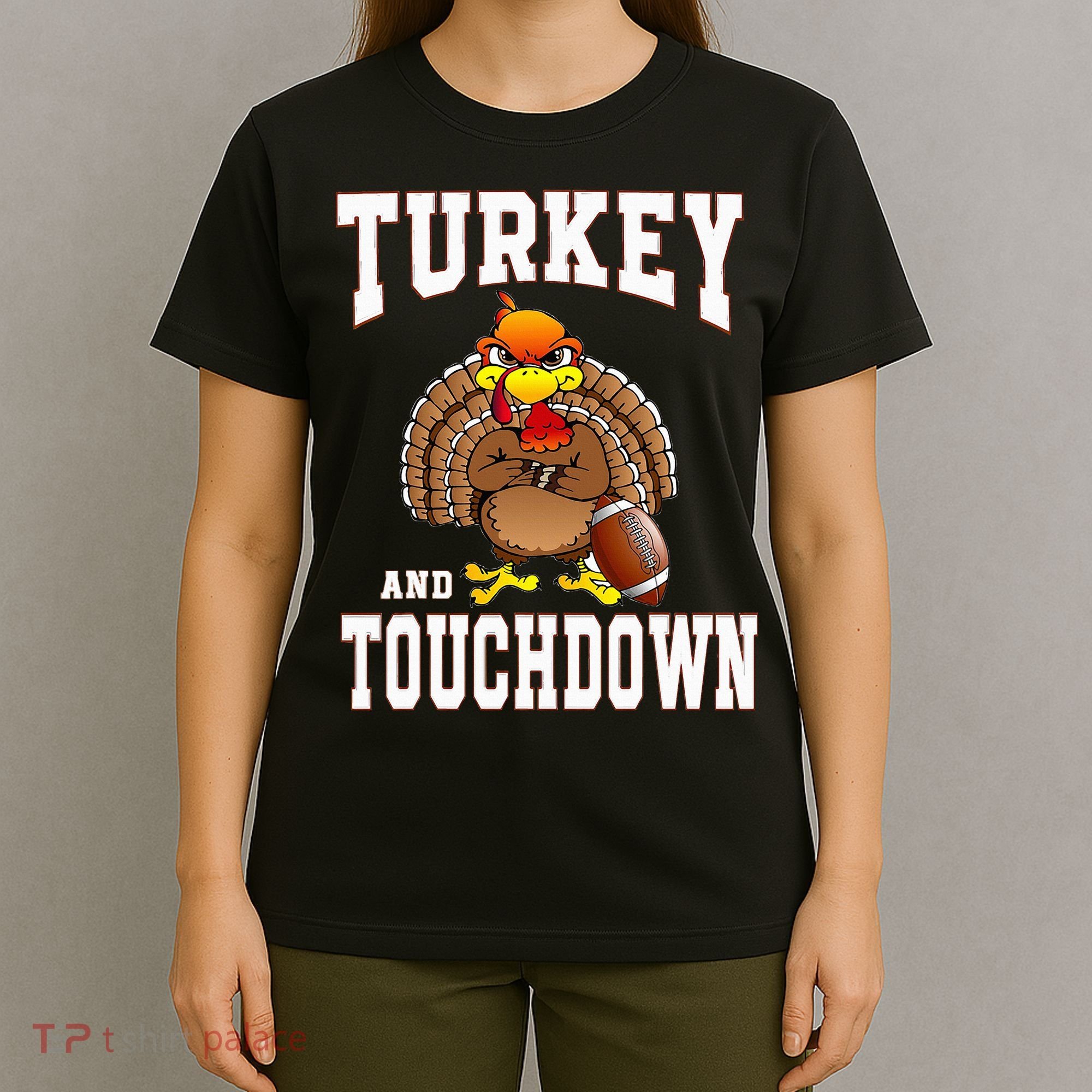 Thanksgiving Turkey And Touchdowns Retro Football T-Shirt