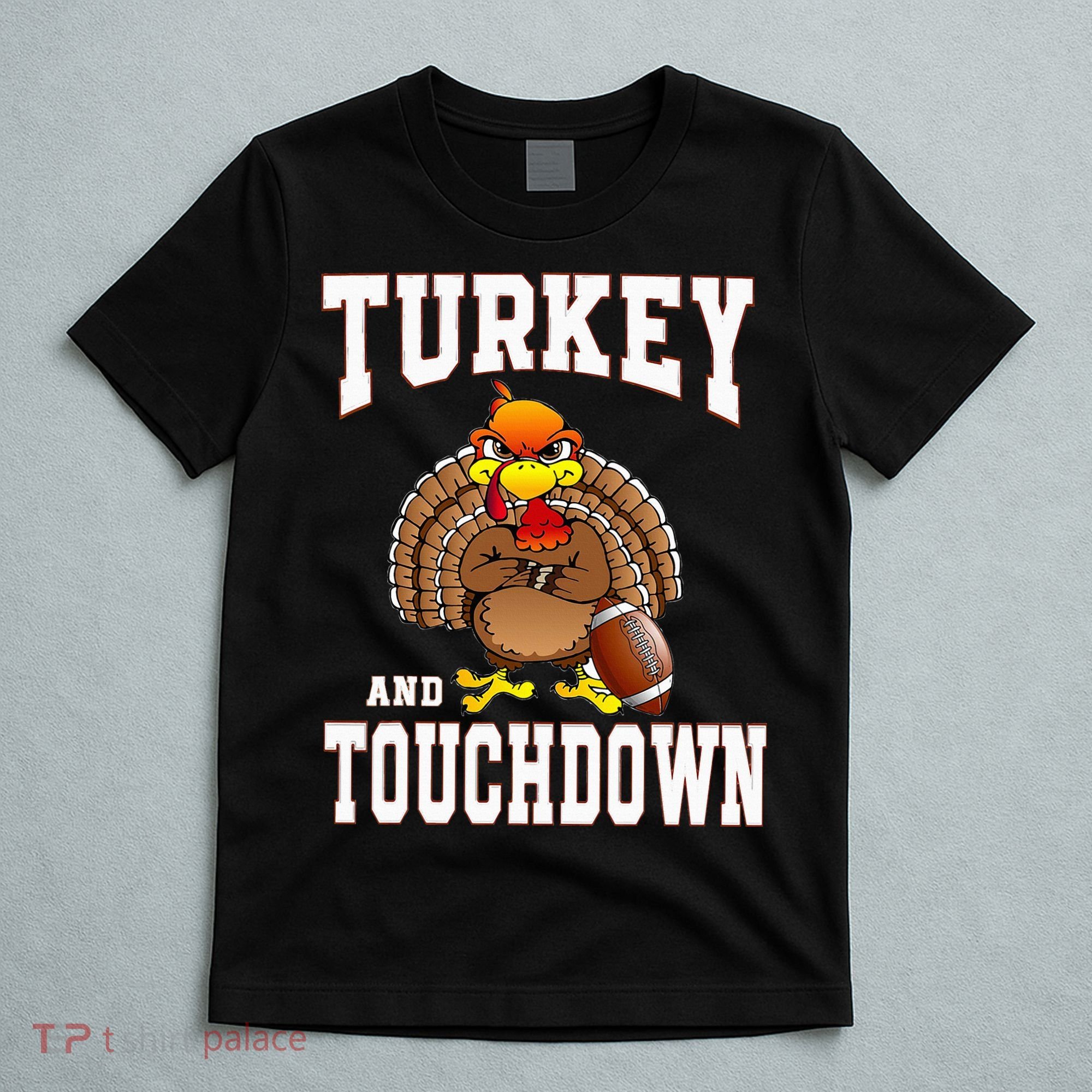Thanksgiving Turkey And Touchdowns Retro Football T-Shirt