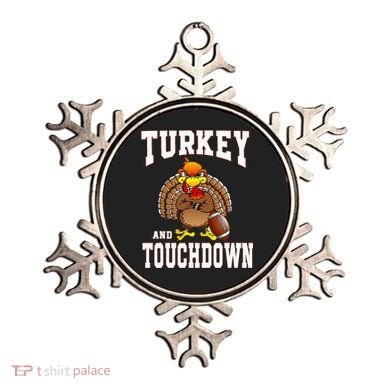 Thanksgiving Turkey And Touchdowns Retro Football Ornament