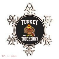 Thanksgiving Turkey And Touchdowns Retro Football Ornament thumb 0