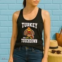 Thanksgiving Turkey And Touchdowns Retro Football Women's Tank Top thumb 2