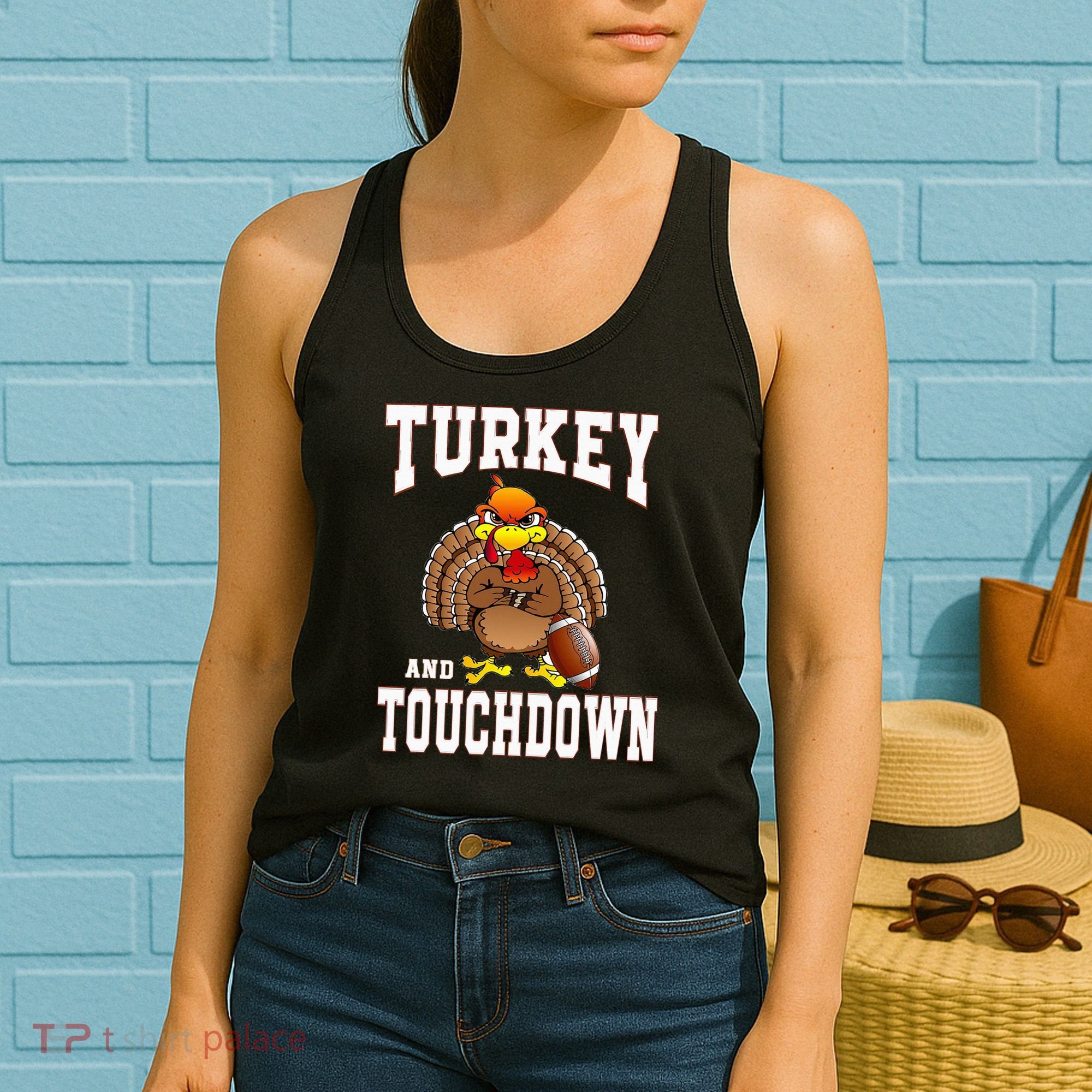Thanksgiving Turkey And Touchdowns Retro Football Women's Tank Top