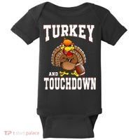 Thanksgiving Turkey And Touchdowns Retro Football Baby Bodysuit thumb 0