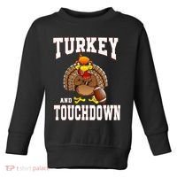 Thanksgiving Turkey And Touchdowns Retro Football Toddler Sweatshirt thumb 0