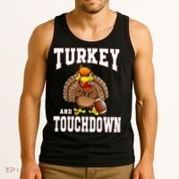 Thanksgiving Turkey And Touchdowns Retro Football Tank Top thumb 3