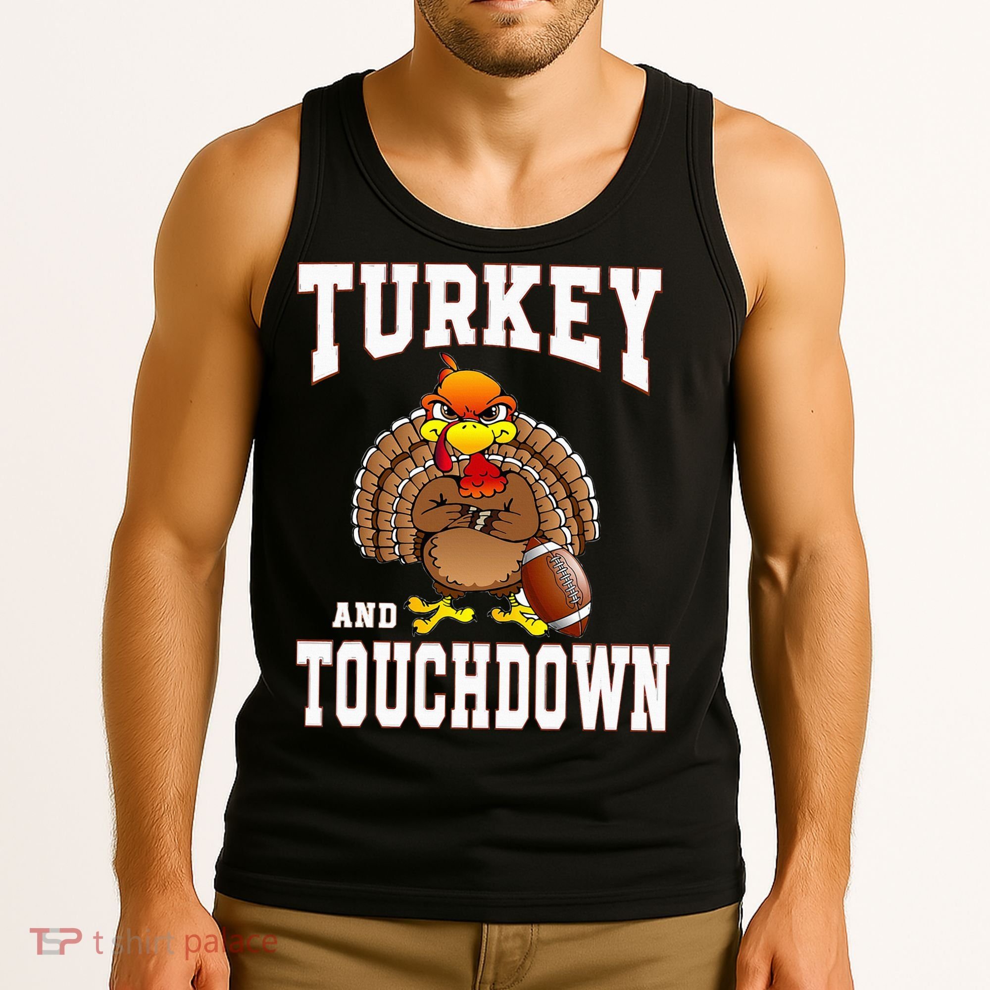 Thanksgiving Turkey And Touchdowns Retro Football Tank Top