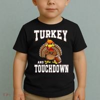 Thanksgiving Turkey And Touchdowns Retro Football Toddler T-Shirt thumb 2