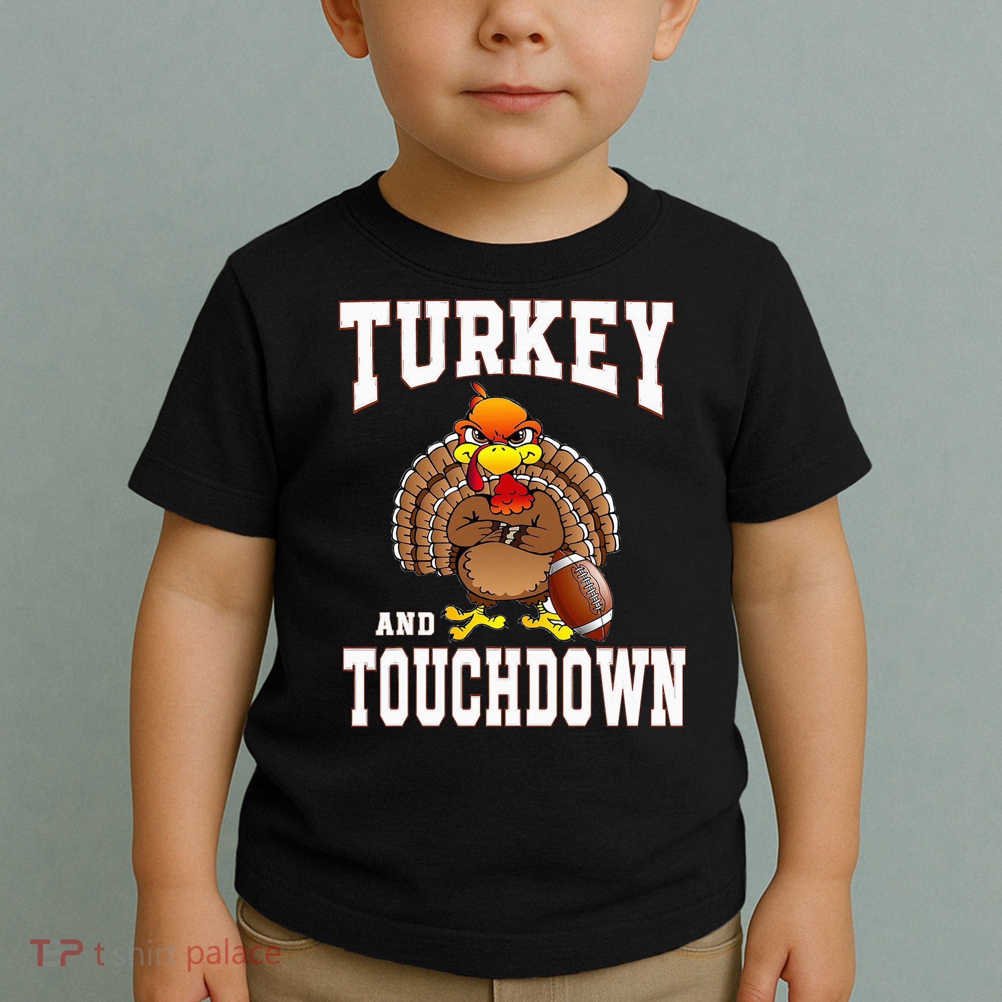 Thanksgiving Turkey And Touchdowns Retro Football Toddler T-Shirt