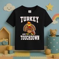 Thanksgiving Turkey And Touchdowns Retro Football Toddler T-Shirt thumb 3