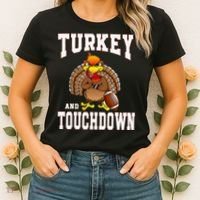 Thanksgiving Turkey And Touchdowns Retro Football Women's T-Shirt thumb 2