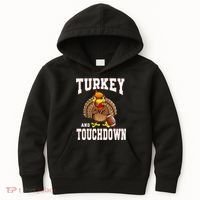 Thanksgiving Turkey And Touchdowns Retro Football Kids Hoodie thumb 0