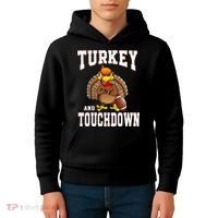 Thanksgiving Turkey And Touchdowns Retro Football Kids Hoodie thumb 4