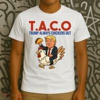 Taco Trump Always Chickens Out Riding A Chicken T-Shirt thumb 3