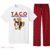 Taco Trump Always Chickens Out Riding A Chicken Pajama Set thumb 0