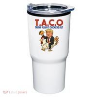 Taco Trump Always Chickens Out Riding A Chicken Tumbler thumb 0