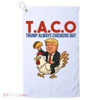Taco Trump Always Chickens Out Riding A Chicken Golf Towel thumb 0
