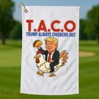 Taco Trump Always Chickens Out Riding A Chicken Golf Towel thumb 1