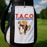 Taco Trump Always Chickens Out Riding A Chicken Golf Towel thumb 2