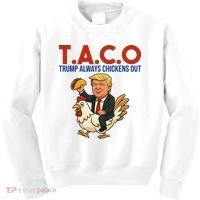 Taco Trump Always Chickens Out Riding A Chicken Kids Sweatshirt thumb 0
