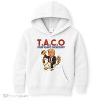 Taco Trump Always Chickens Out Riding A Chicken Kids Hoodie thumb 0