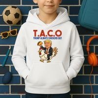 Taco Trump Always Chickens Out Riding A Chicken Kids Hoodie thumb 2