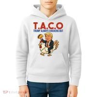 Taco Trump Always Chickens Out Riding A Chicken Kids Hoodie thumb 4