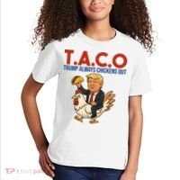 Taco Trump Always Chickens Out Riding A Chicken Kids T-Shirt thumb 2